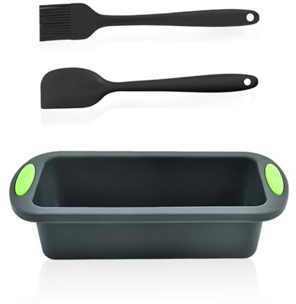 DHSBGWSX Stampo per Pane in Silicone Grigio Scuro con Spatola e Pennello in Silicone, Classico