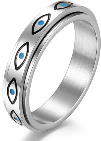 RobertDTesta Horus Edelstahl-Drehring,6Mm Horus-Drehring Aus Titan,Silber,9