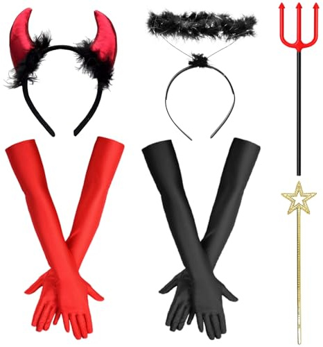 Cerchietto Halloween Donna, Corna Diavolo, Cerchietto Diavolo, Aureola Angelo Nero, Costume Halloween Donna Diavolo, Halloween Cerchietto, Halloween Cerchietto per Halloween Feste in Maschera