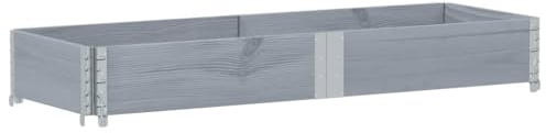 vidaXL Jardinière Gris 150x50 cm Bois Massif de pin, jardinière d'extérieur, bac à Fleurs, bac à tomates, jardinière de terrasse