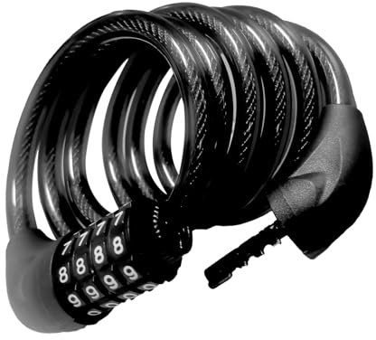 Bike Lock,Bicycle Locker Combination 4 Digit 1800mm/12mm Long Cycle Chain Cable Locks High Security Bike Cable Lock for E-Bike Mountain Outdoor Ski Gate Accessories