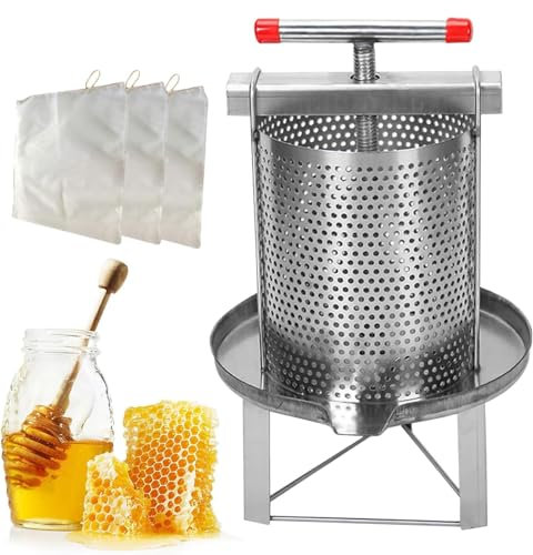 Manuelle Honigschleuder, Honigpressextraktor, Manuelle Honigschleuder Mit 3 Honigfiltern, Bienenwachs-Extraktor, für Honig, Obst, Öldruckentwä, für Imkerei oder gewerbliche Nutzung