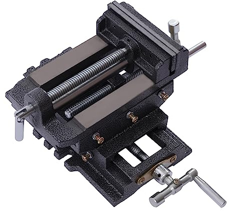 5-Inch Drill Press X-Y Compound Vise 2 Way Heavy Duty Cross Slide Vise Clamp Machine, Woodworking Clamping Vise Machine Bench Top Mount