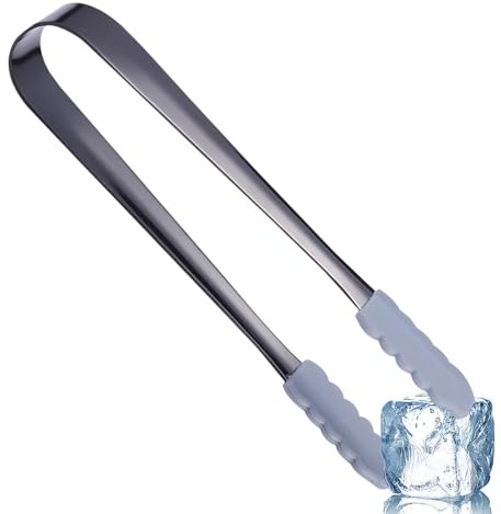 Eiszange für Eiskübel, Zuckerzange - Rutschfeste Silikon-Klemmzange aus Edelstahl,Servierzange für Buffet, Dessertzange, Lebensmittelklammern für Teeparty, Kaffee, Bar, Küche