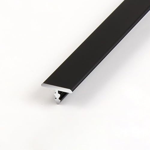 Raouoae 2 Stück 140cm Aluminium Bodenleiste Abschlussleiste Boden T Profil Übergangsprofil Übergangsleiste Für Perfekte Übergänge Zwischen Laminat Und Vinyl(Mattschwarz,Breite: 10 mm)