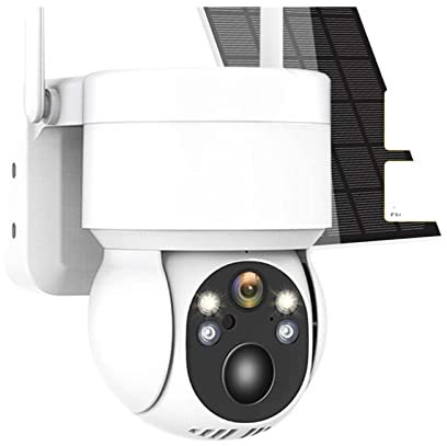 Telecamera IP di sicurezza esterna, Telecamera di sicurezza solare Outdoor PTZ PIR Human Detection 1080P HD Telecamera IP wireless ricaricabile con pannello solare H.265 Immagini HD(2MP Add 128GB Card
