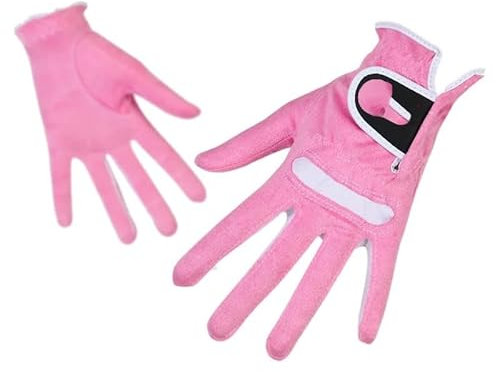 LSHIJI Golfhandschuhe Verstellbare, atmungsaktive Golfhandschuhe for Frauen, Linke und rechte Hand, Fasertuch, Outdoor-Sport, Golfhandschuh(Pink,19)