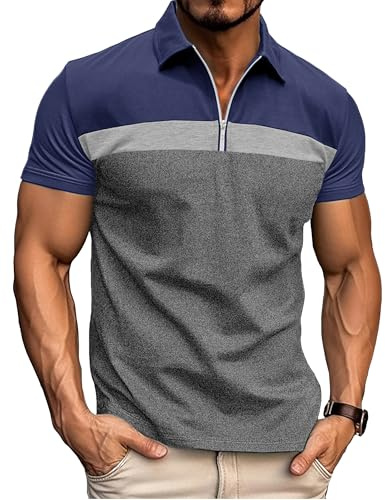 Ryehack Poloshirt Herren Kurzarm mit Reißverschluss & Raglan - Baumwolle Tshirts für Sport & Freizeit S-3XL
