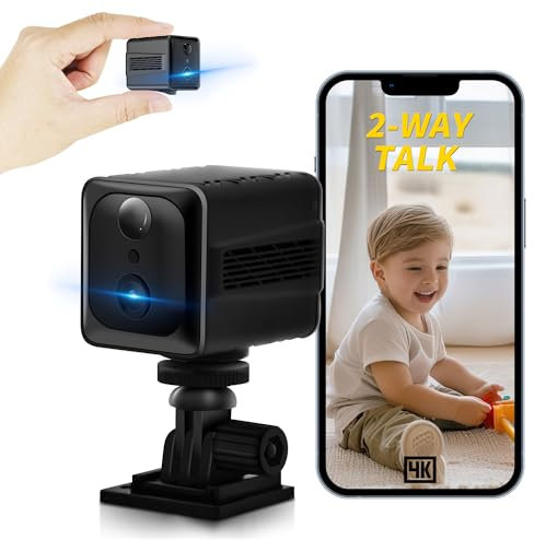 Chujianxi Mini Kamera, Aktualisiert 4K WLAN Kamera, Mini Kamera Live Übertragung Handy, Lange Standby Indoor Camera Mit 3000mAH Akku, Minikamera Indoor Mit Bewegungsmelder, Nachtsicht und Cloud/Speich