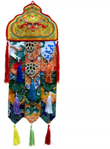 DUBTEDHOU Banderas Templo Budista Suministros, Decoraciones de Templo Budista de Estilo Tibetano, Suministros de Buda, Banderas de construcción Bordadas, 1 ud.