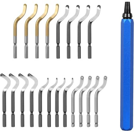 Entgrater Werkzeug Universal, Deburring Tool mit 20 Schnellarbeitsstahl Klingen, Entgratungswerkzeug, Metallgriff Handentgrater, für 3D Drucker