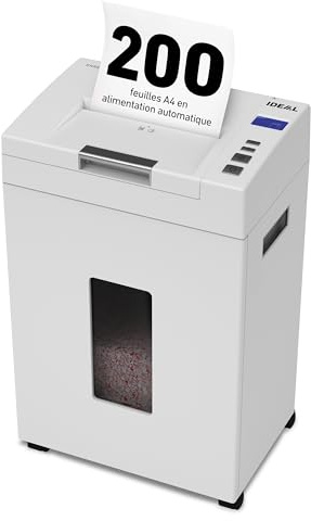 Autofeed Aktenvernichter IDEAL Shredcat 8292, 200 Blatt, DSGVO-konform P-4 | Partikelschnitt 4x10mm, 200 Blatt automatisch, 10 Blatt manuell, leiser Betrieb, spart Zeit im Büro, Verwaltung, Schule