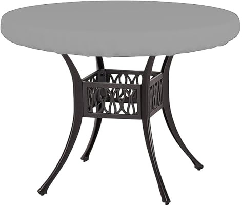 Crysterris Abdeckung für Tischplatte Rund, Wasserdicht Schutzhülle für GartenmöBel Rund 210D Oxford Wetterfest Abdeckplane für Gartentisch Runden mit Zugkordel(Size:112 * 10cm,Color:grau)