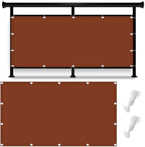 Tenda a Vela Impermeabile Tenda a Vela Rettangolare 150 x 150 cm Protezione Solare, Antivento Panno Ombreggiante Vela Ombreggiante Tenda da Sole Parasole per Giardino, Balcone, Rosso Ruggine
