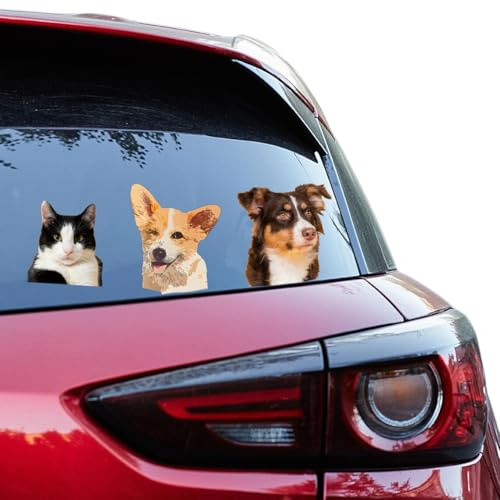 UIDMEN Personalisierter Haustier-Portrait-Aufkleber fürs Auto, lustiger Hunde-Autoaufkleber, individuelles Haustierfoto, wasserfester Fensteraufkleber, Geschenk für neues Haustier