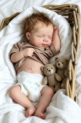 Zero pam Reborn Baby Junge, 45CM Reborn Baby Lebensecht Jungen, Echt Puppe Mit Haaren, Realistische Babypuppen Wie Echt Newborn Babys, Anatomisch Korrekt Babypuppen Mit Zubehör