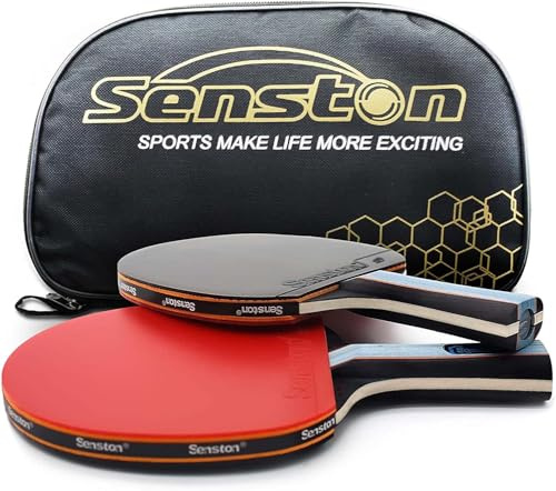 Senston professionellt bordtennisracket set, pingisfladdermöss med racketfodral, bordtennisbollar, perfekt för inomhus utomhus vuxna 2 spelare