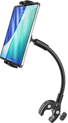 Oilcan Support Métallique Flexible Tablette pour Fauteuil Roulant, Poussette, Vélo, Tapis de Marche, Chariot - Pince Guidon Pôle Tube pour Tablettes & Téléphones de 4-13, iPad/Galaxy Tab/Fire/iPhone