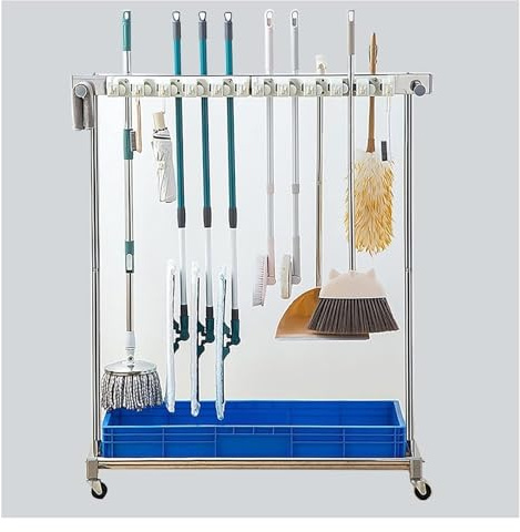 Soporte para Escoba y trapeador, Soporte móvil para Escoba y trapeador, para Colocar trapeadores húmedos, Estante comerc
