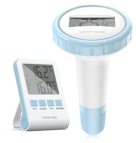 Pool-Thermometer, Kabelloses Schwimmendes Poolthermometer, Floating Pool Thermometer IP67 Wasserdicht mit Innentemperatur Feuchtigkeitsüberwachung für Schwimmbäder, Badewannen, Fischbecken, Teic