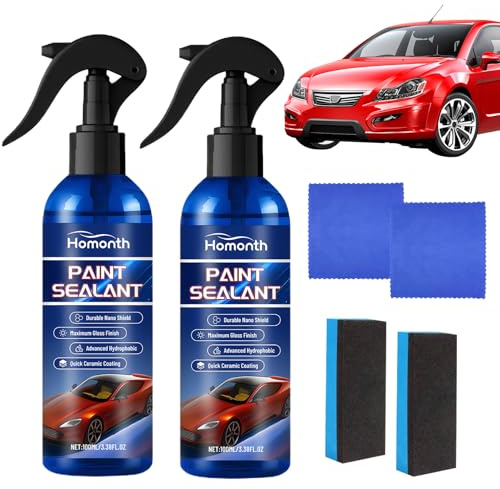 2 Pcs Car Coating Spray with Sponge & Towel,3 In 1 Quick Effect Coating Agent for Cars Glass Plastic,Waterless Wash Ceramic Coating Wax Spray,Improves Clarity and Visibility(100ml)