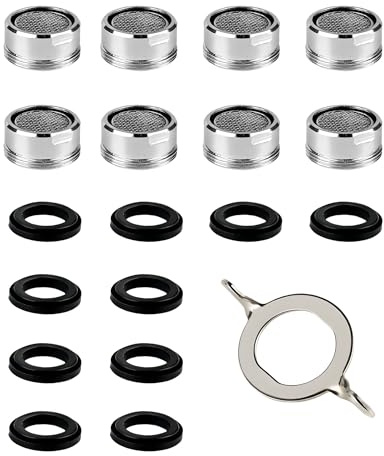 Acual Aeratore Rubinetto Cucina, 8 Pezzi Rompigetto Rubinetto Cucina M24 | Filtri Rubinetti Lavandino, in Ottone con Filtri in Acciaio Inox e ABS per Lavandino Cucina e Bagno a Risparmio Idrico