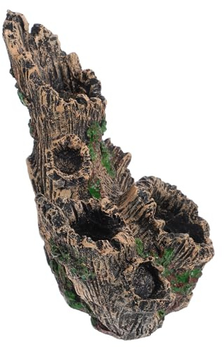 SMASOLO Souche D'aquarium en Résine, Tronc d'arbre Artificiel Perforé, Cachette Naturelle pour Crevettes, Cichlidés et Poissons, Décoration Solide pour Aquarium d'eau Douce, Refuge