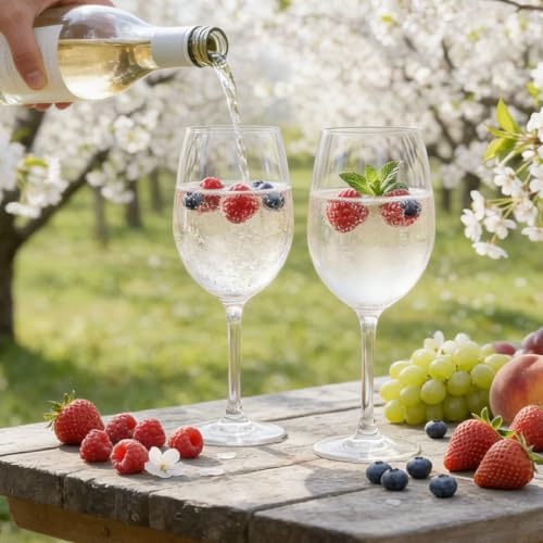 panemy 2er Set Kunststoff Weingläser,165 ml, Wiederverwendbar, BPA-Frei, Weinbecher Acryl,Cocktailgläser,Bruchsicher Weißweingläser,für Hochzeiten, Geburtstage,Partys und Camping (Weinglas)
