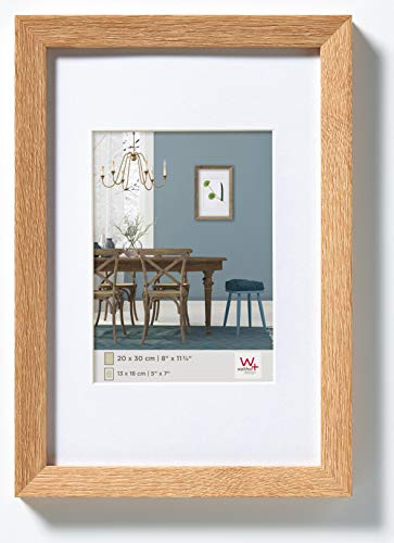 walther design Bilderrahmen eiche hell 60 x 80 cm mit Passepartout, Fiorito Holzrahmen EF080E