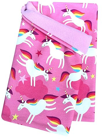 Wollhuhn Pañuelo ecológico para niñas/mujeres/niños/niños cálidos/pañuelo interior de forro polar, muchos motivos, invierno, entretiempo, tejido ecológico 2828282828, Happy Unicorn Pink, talla única