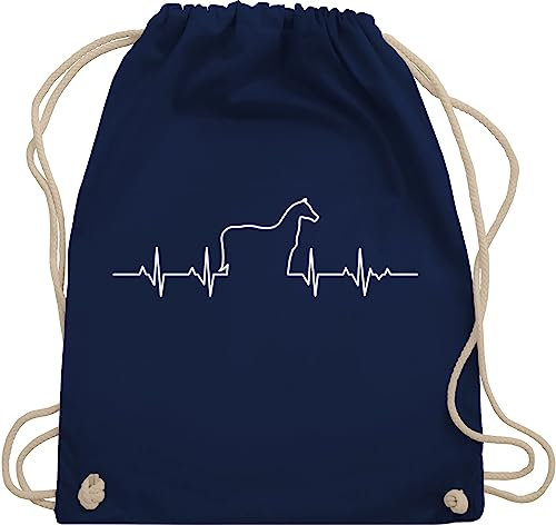 Shirtracer Turnbeutel Rucksack - Taschen - Herzschlag Pferd I Geschenk Pferde I - Unisize - Navy Blau - geschenke mit pferden pferdebeutel pferdeliebhaber tiermotiv juterucksäcke tasche pferdesport