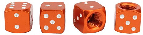 TOMALL Staubkappen Würfel Stil Rad Reifen Ventilkappen Chrom Orange Aluminiumlegierung