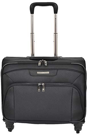 House of Luggage Pilotenkoffer 4 Rad Handgepäck Aktentasche Executive Flug Kabine Wagen Tasche HLG945 Schwarz