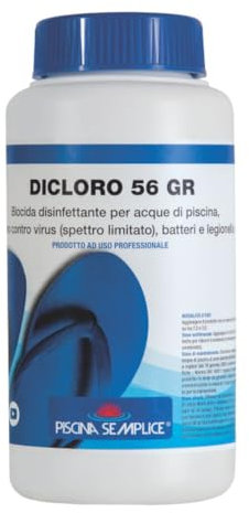 PISCINA SEMPLICE, Dicloro 56 Granulare, Per Il Trattamento Dell' Acqua Della Piscina, Contro i Virus, Batteri e Legionella, A Rapida Dissoluzione, Prolunga la Durata Del Cloro, Formato da 1 Kg