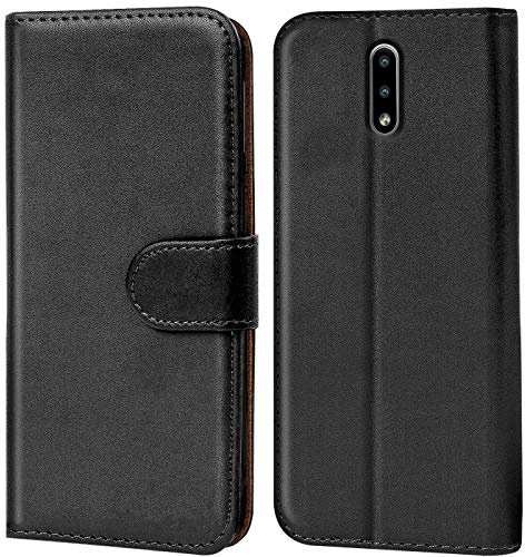 Verco Schutzhülle für Nokia 2.3 Hülle, Klapphülle für Nokia 2.3 Tasche PU Leder Flip Case Brieftasche, Schwarz