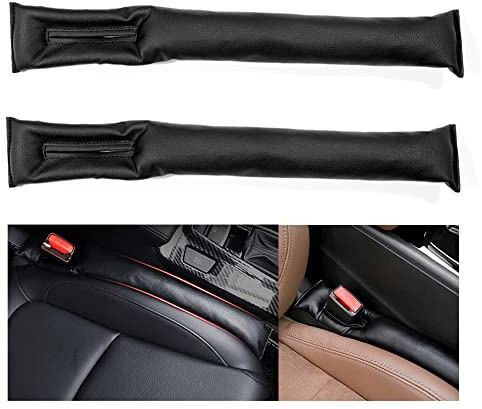 Autositz Lückenfüller, Hillylolly 2 Stücke Antidrop Auto Lückenfüller Dunkelbraun Schwarz, Sitzlückenfüller fürs Auto, Kunstleder Autositz-Lückenfüller, 46 * 7CM, fürs Auto, PKW, SUV, LKW