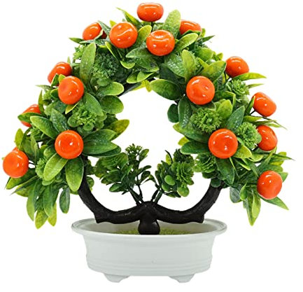 Panonw Künstliche Orangenbaum-Formschnitte, Mini-Topfpflanzen, gefälschte Bonsai, künstlicher Baum, Grün in Töpfen, Kunstpflanze für Bonsai, Orangenbaum, 2 Stück