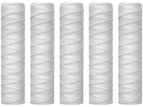 Povhhee 10 microns 10 pouces X 2,5 pouces Fils enroulés à sédiments Cartouche de filtre à Toute la Maison Sédiments Filtration, Remplacement universel pour 10 pouces RO Logement