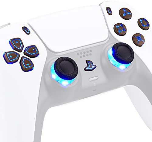eXtremeRate Multicolore Tasti Luminosi per ps5 Controller BDM-010/020,D-Pad Levette Analogiche Pulsanti DTF V3 LED Kit Ricambio per ps5 Joystick BDM 010 020(Senza Controller)-Venatura del Legno
