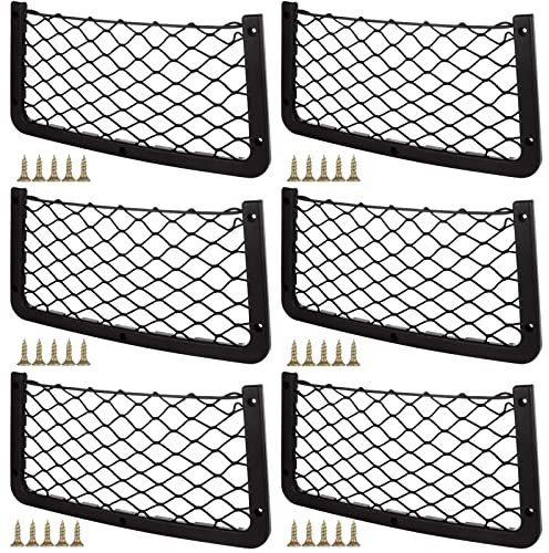 MIVIDE 6 Pack 36x18CM Storage Nets for Campervans, Cargo Nets for Van, Elastic Mesh Car Storage Net, Campervan Storage Net, Trunk Car Storage Solutions Accessories for Phone Storage