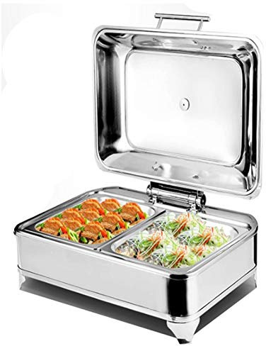 Chafing Dish, Calentador de Alimentos para Catering, Servidores de Buffet Cuadrados Eléctricos y Calentadores con Tapas Visibles, Ideal para Fiestas, Buffet, 6L- Temperatura Ajustable (30-80°) ()
