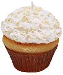 EDG Set 2 Candele Decorative Natalizie a Forma di Cupcake Artificiale Marrone 8x8 cm