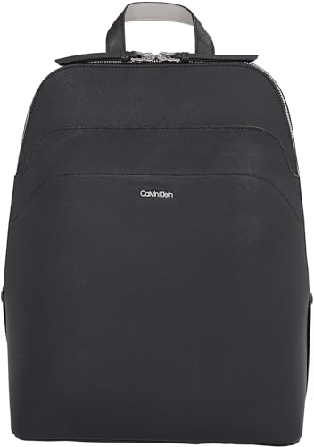 Calvin Klein Damen Rucksack Business Backpack Saffiano Handgepäck, Schwarz (Ck Black/Sand Pebble), Einheitsgröße