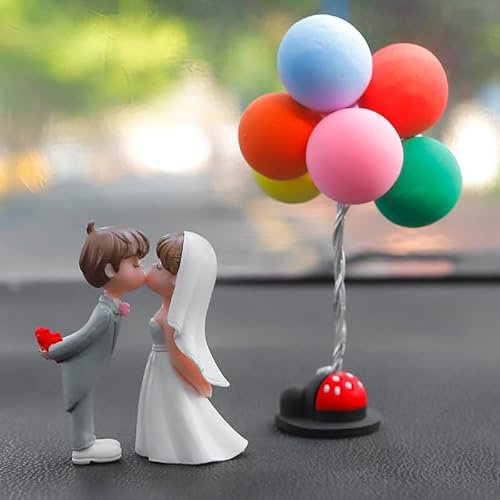 Niedliches Auto Armaturenbrett Ornament, Süße Cartoon-Paare Action-Figur Ballon-Ornament Figuren Paar Puppen mit Ballon Auto Innenraum Deko Figuren Auto-Armaturenbrett-Dekorationen Büro Zimmerdeko
