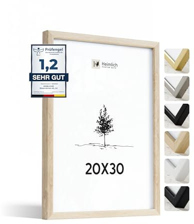 Heimlich® - Cornice per foto - 20x30 cm, Legno di quercia - Cornice per certificati di piccole dimensioni con copertura in foglio di plastica - Montaggio a parete o esposizione da tavolo