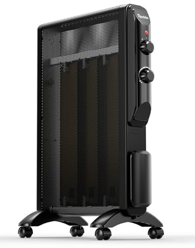 Reekie Electric Space Heater for Indoor Use 1500W, Large Room Heater with Thermostat, 2 Heat Settings, Fast Heating, Quiet, Safety Protection, Portable Mica Heater for Office Home Bedroom 120V Black