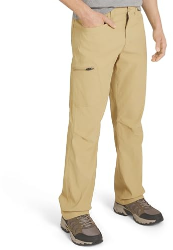 Eddie Bauer Men's Athletic Fit Fixed Waist Active Performance Rainier Pants, Saddle, 34W x 32L