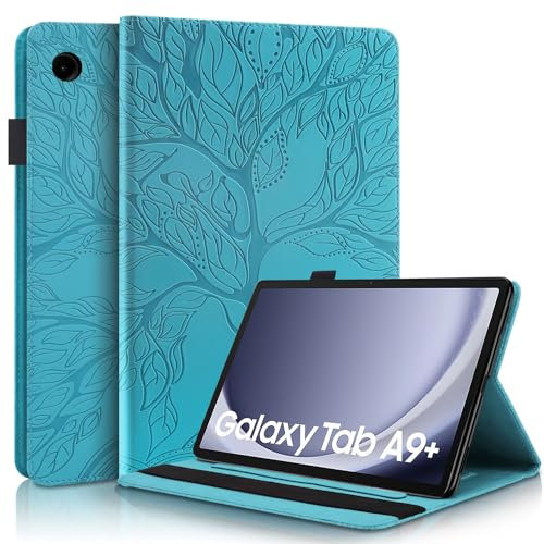 Succtopy Hülle für Samsung Galaxy Tab A9+/A9 Plus 11 Zoll 2023 SM-X210/X215/X216 Folio Flip PU Leder Schutzhülle Galaxy Tab A9 Plus Stifthalter Stand Wallet Cover Case Tablet Hülle Galaxy Tab A9+ Blau