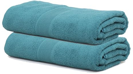 SweetNeedle Hotel Quality Bath Sheets Towels, 2 Pack (100x150 cm) - 100% Cotton, Highly Absorbent, Quick Dry, Heavy Weight ideal for Hotel, Bathroom, Shower, Spa, Beach, Pool & Daily Use (Teal)