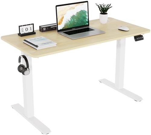 TRIUMPHKEY Scrivania Regolabile in Altezza 120 x 60cm,Elettrica Regolabile Scrivania,Tavolo da Computer,con Funzione di Memoria,Standing Desk 71-119 cm?Beige?